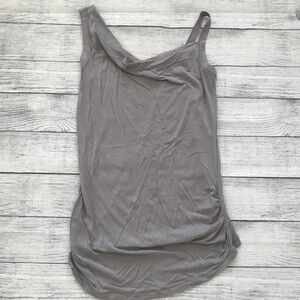 Cabi Gray Sleeveless Tank Jersey Knit Draping Neckline Rouching XS Long